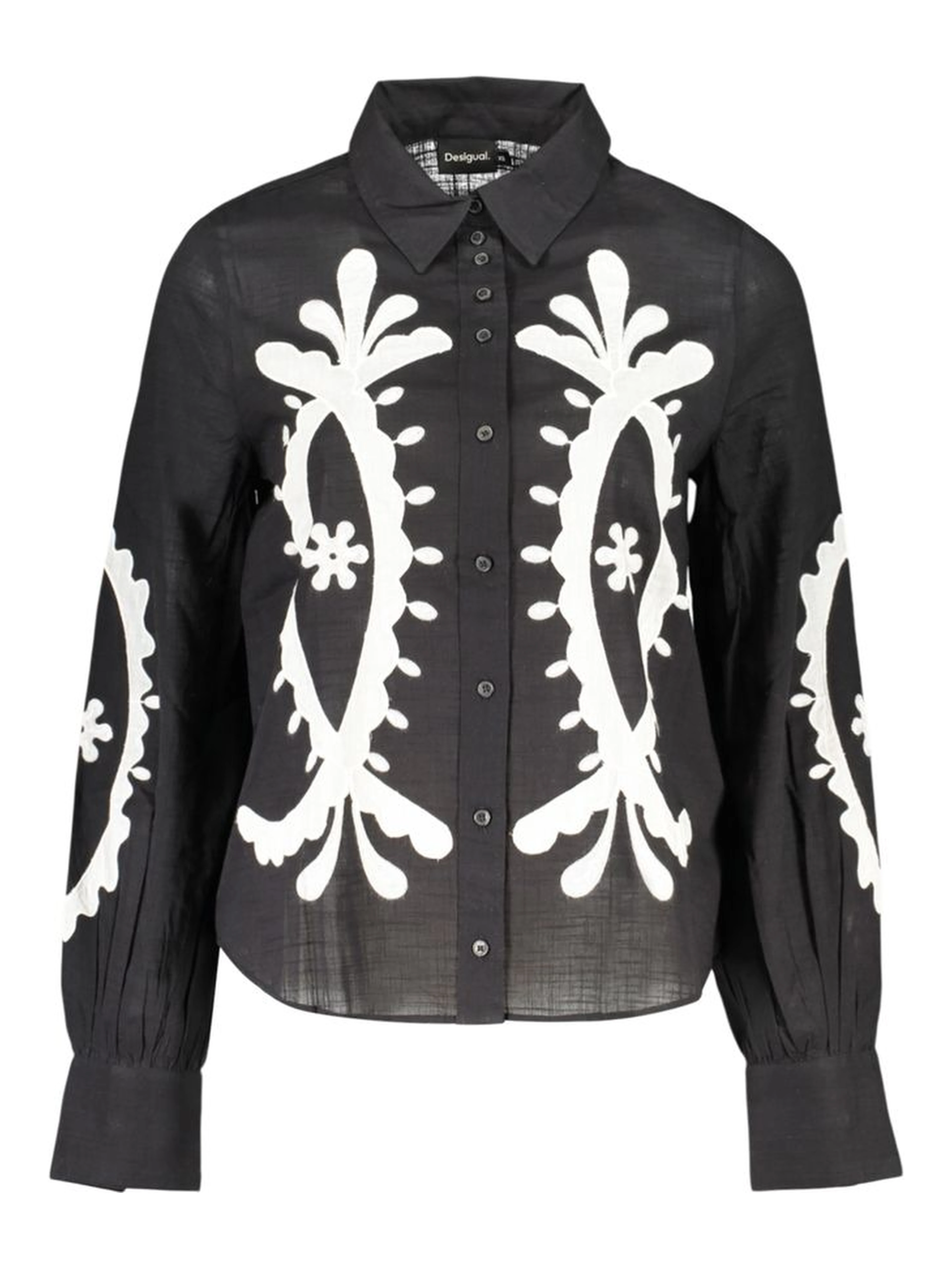 Black Cotton Pattern Shirt