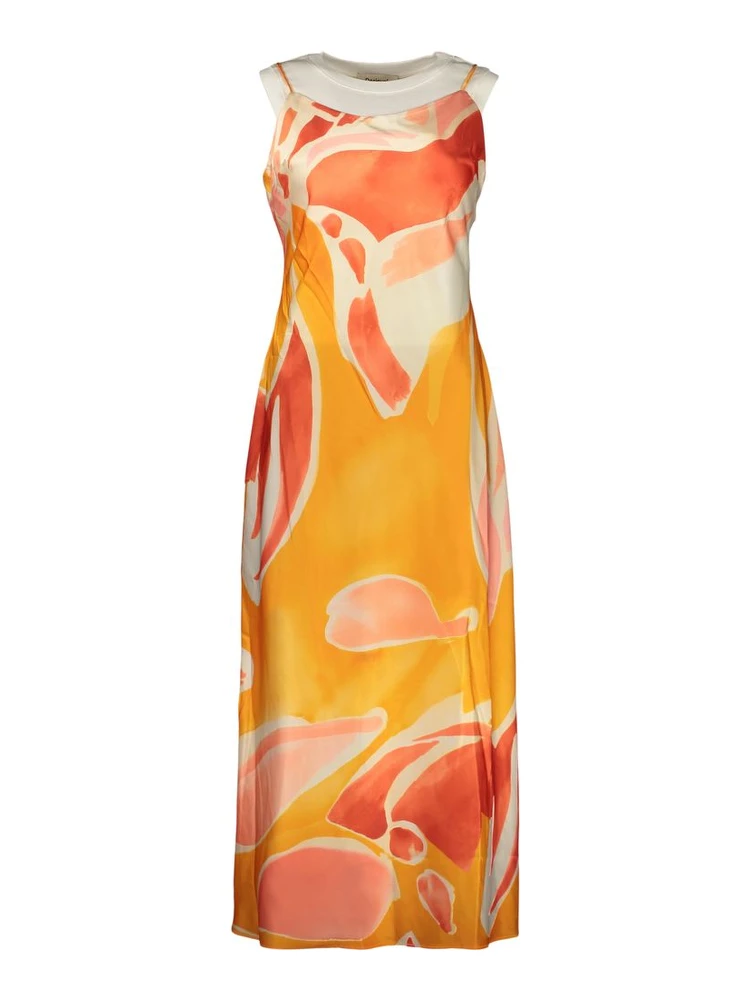 Orange Polyester Casual Dress