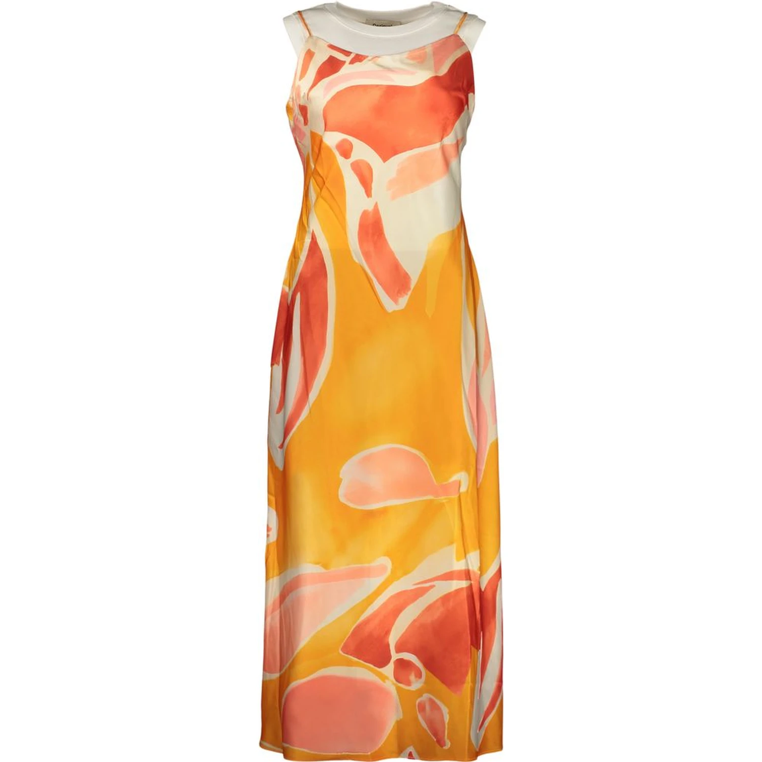 Orange Polyester Casual Dress