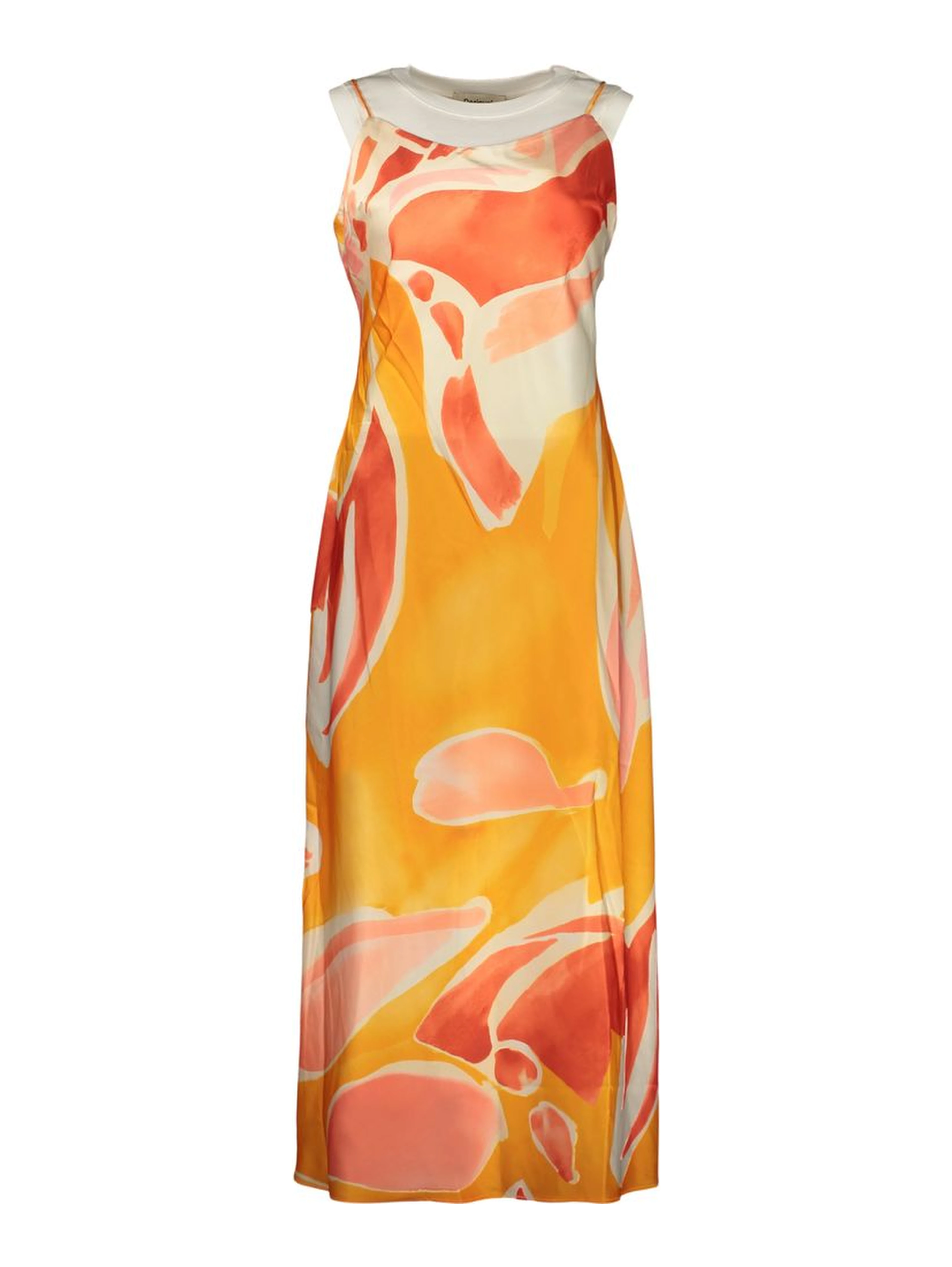 Orange Polyester Casual Dress