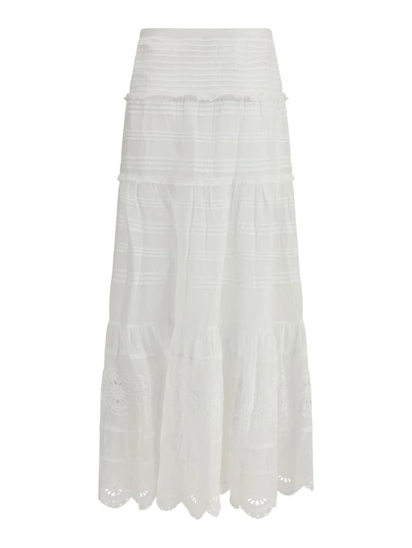 White Viscose Long Skirt