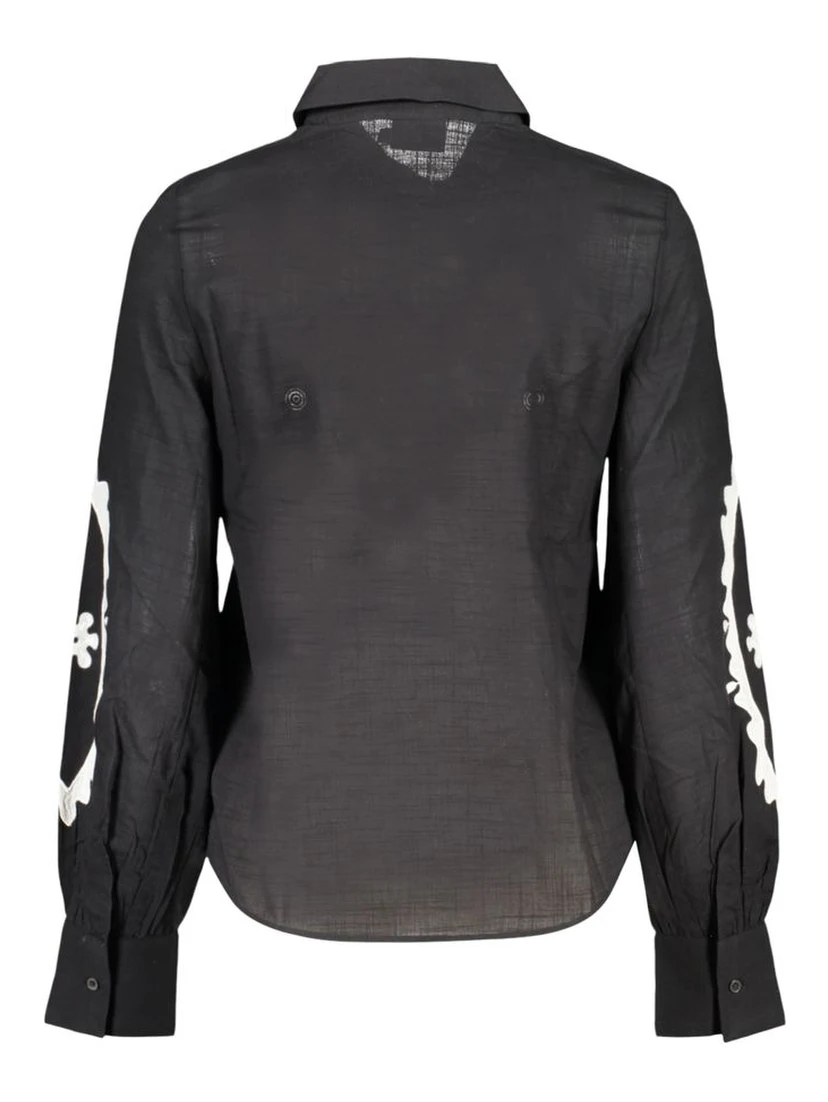 Black Cotton Pattern Shirt