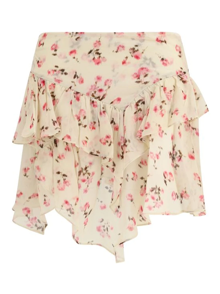 Beige Viscose Mini Skirt