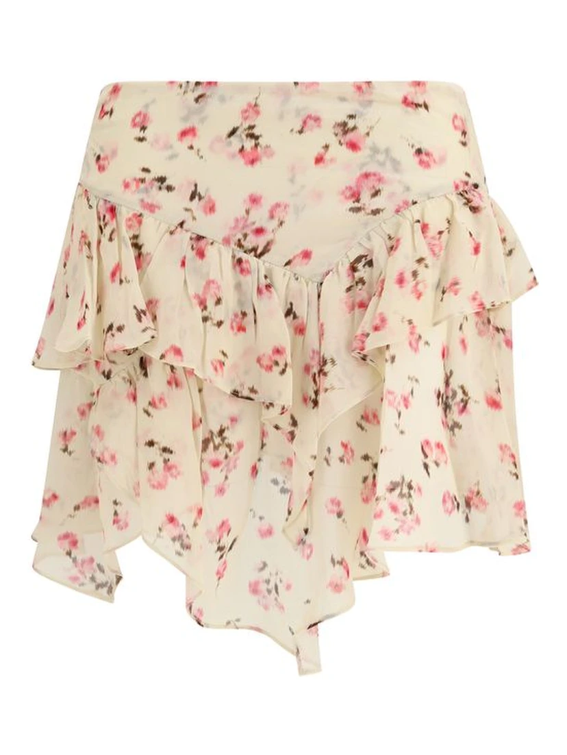 Beige Viscose Mini Skirt