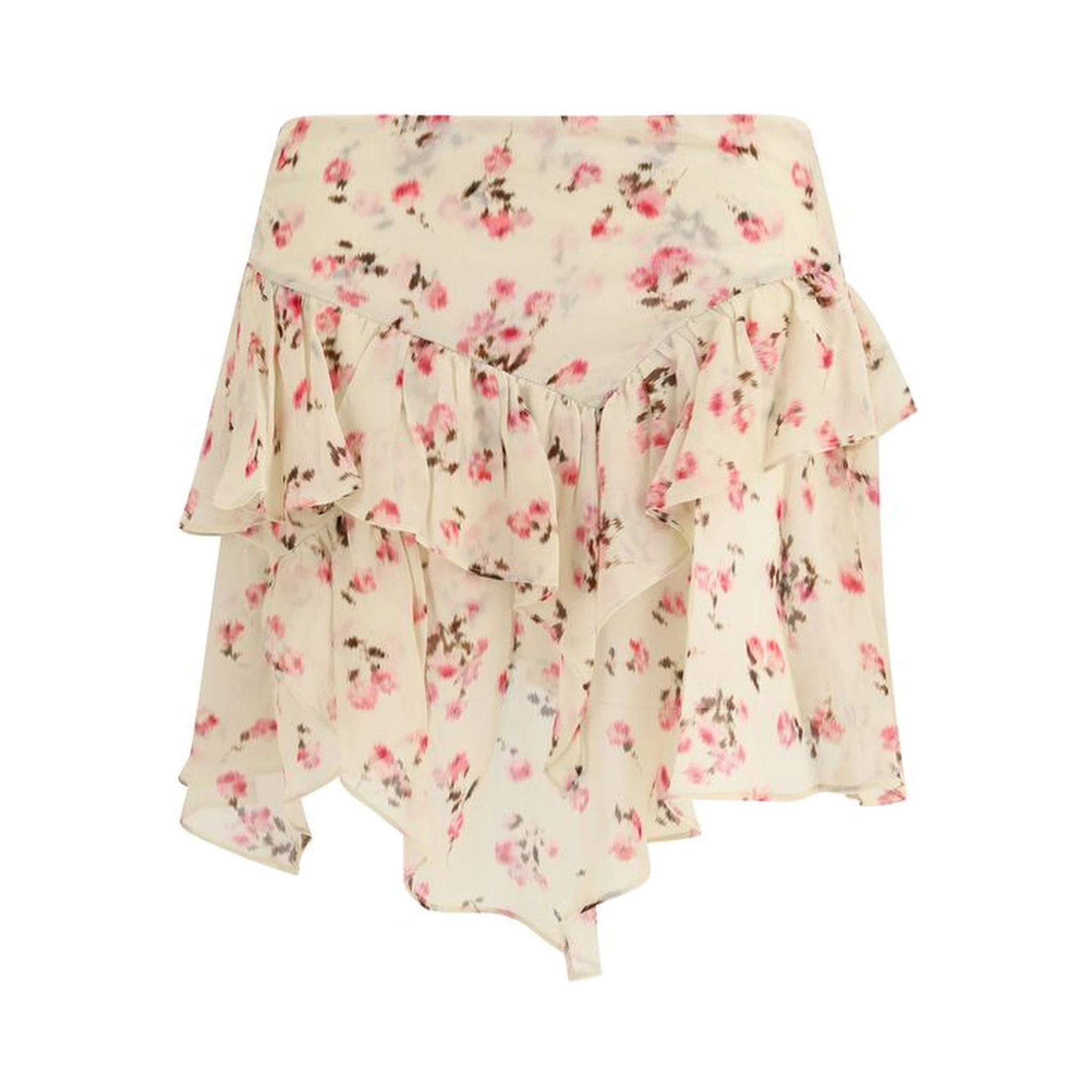 Beige Viscose Mini Skirt