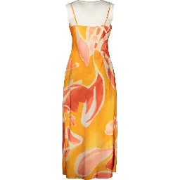 Orange Polyester Casual Dress