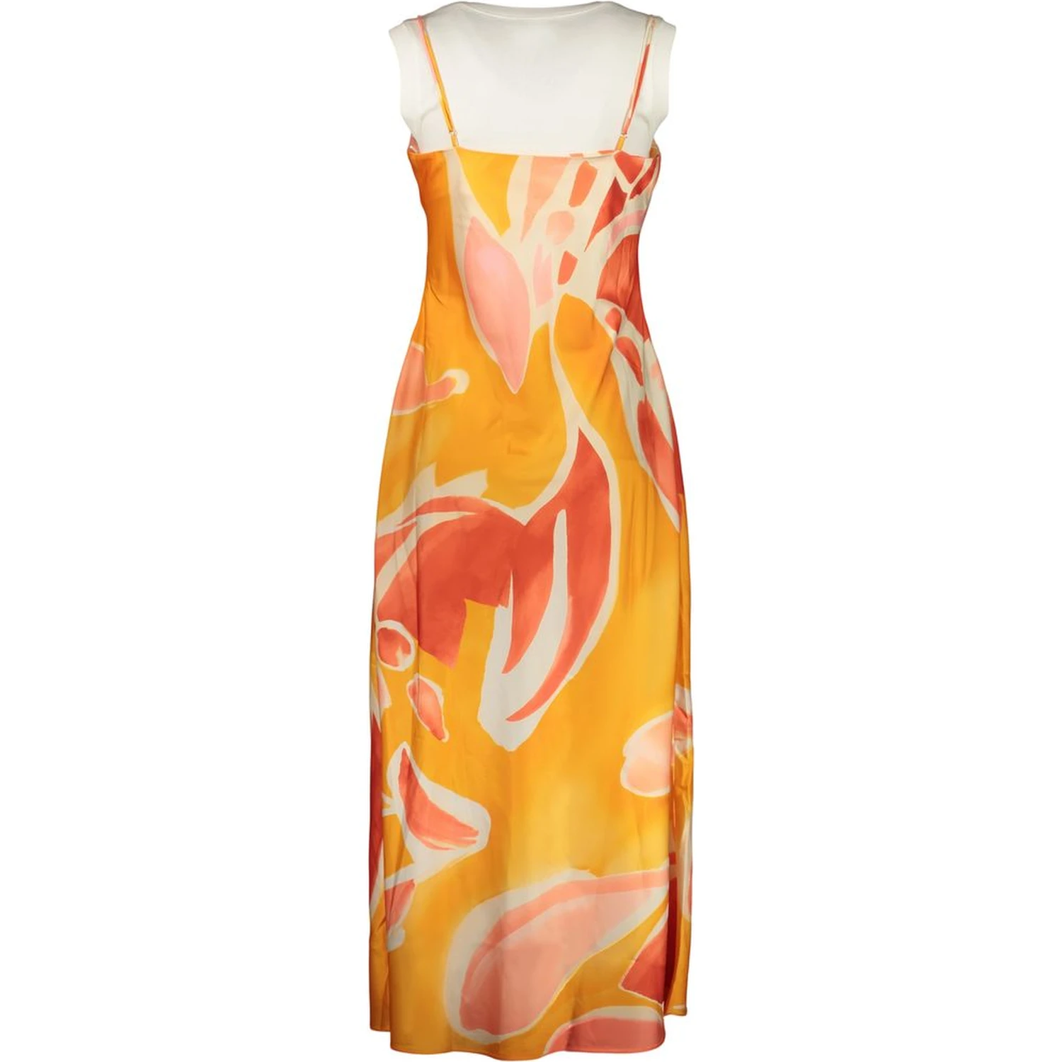 Orange Polyester Casual Dress