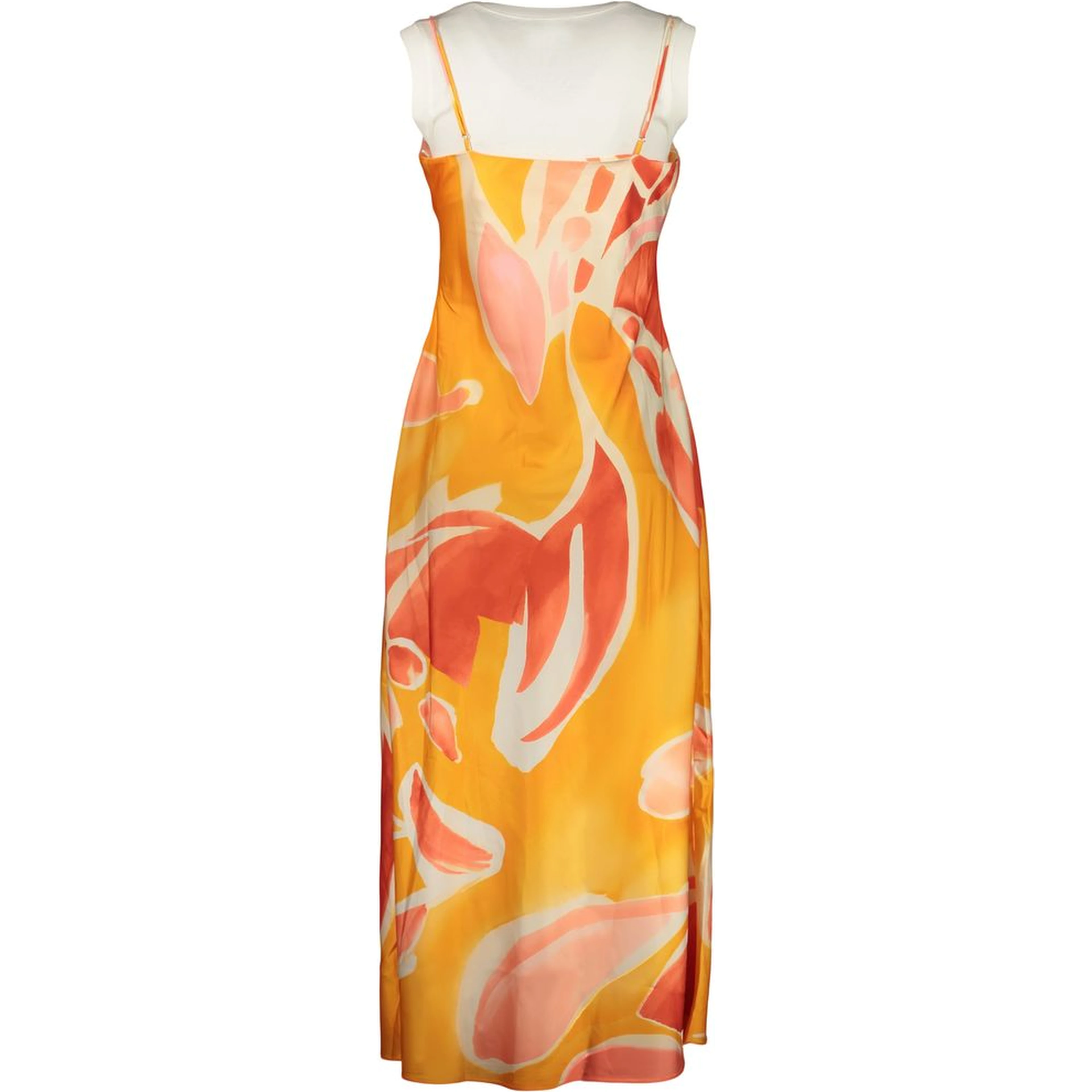 Orange Polyester Casual Dress