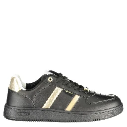 Black Polyester Athletic Sneakers