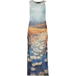 Blue Polyester Casual Dress