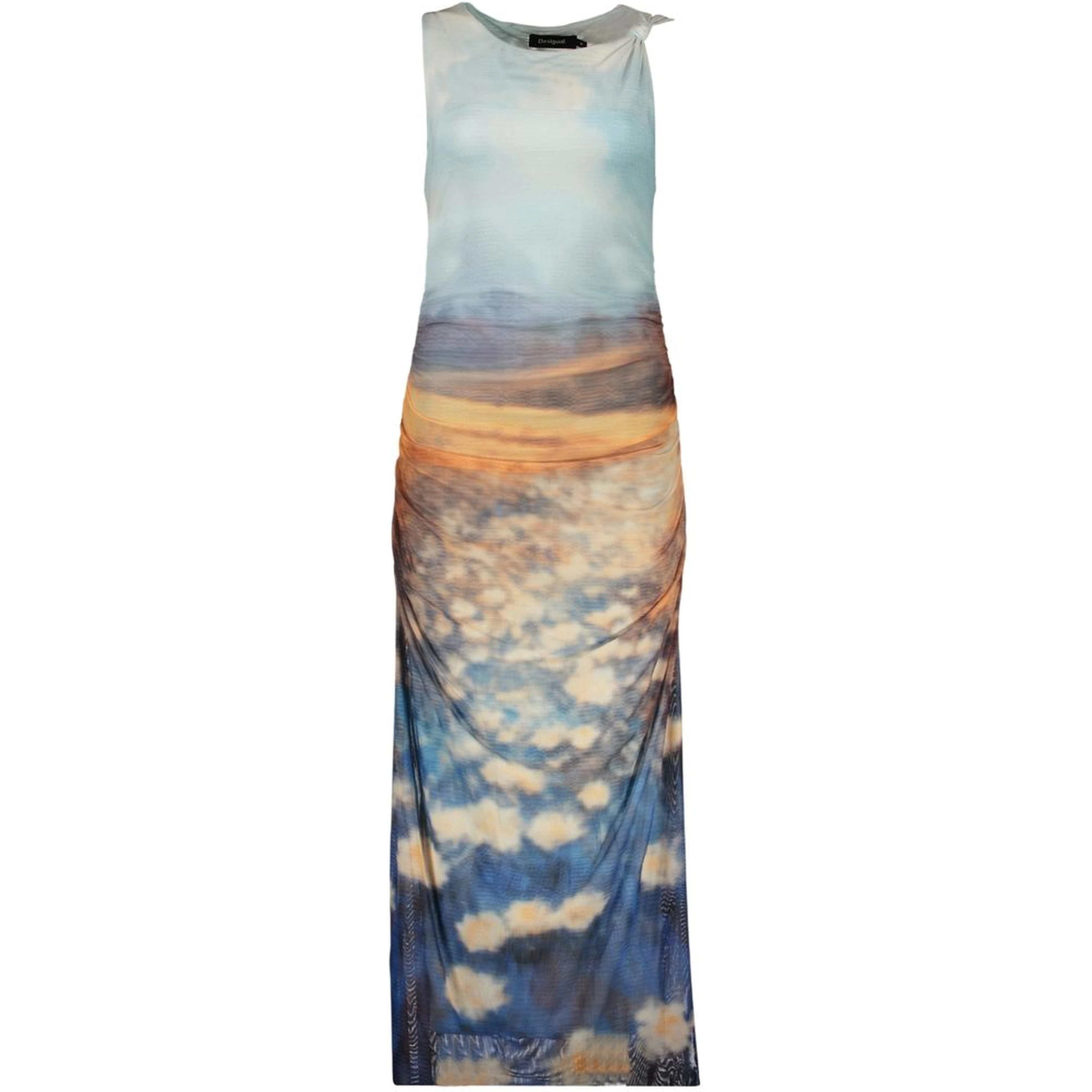 Blue Polyester Casual Dress