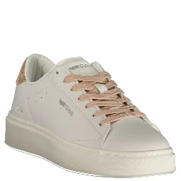 White Polyester Athletic Sneakers