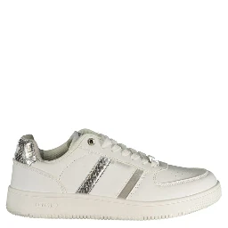 White Polyester Athletic Sneakers