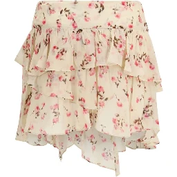 Beige Viscose Mini Skirt
