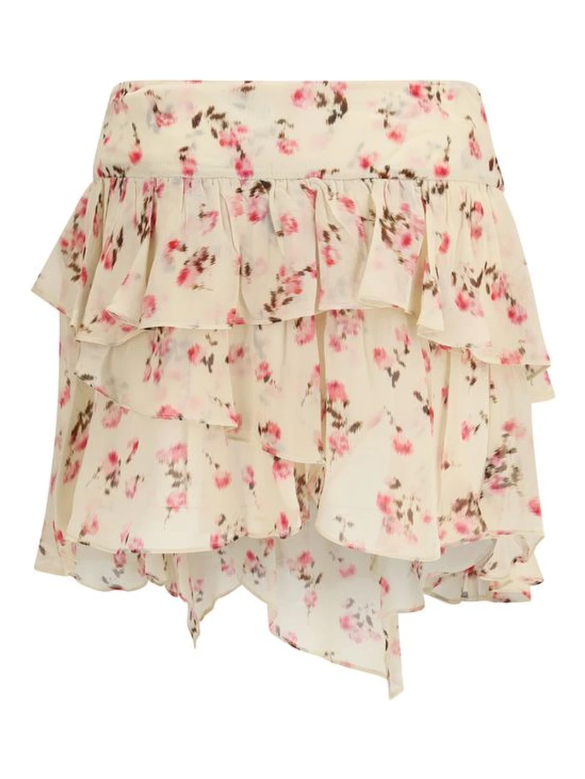 Beige Viscose Mini Skirt