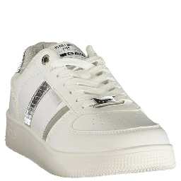 White Polyester Athletic Sneakers