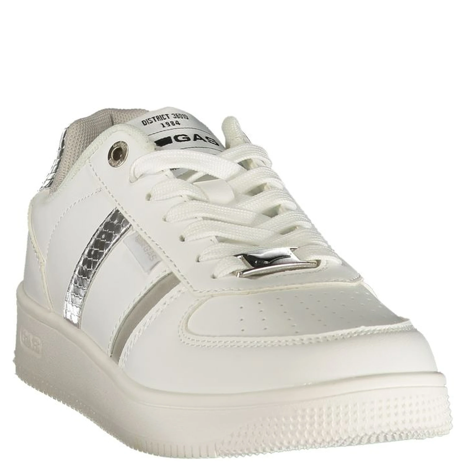 White Polyester Athletic Sneakers