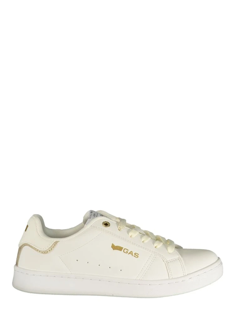 White Polyester Athletic Sneakers