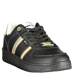 Black Polyester Athletic Sneakers