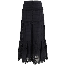 Black Viscose Long Skirt