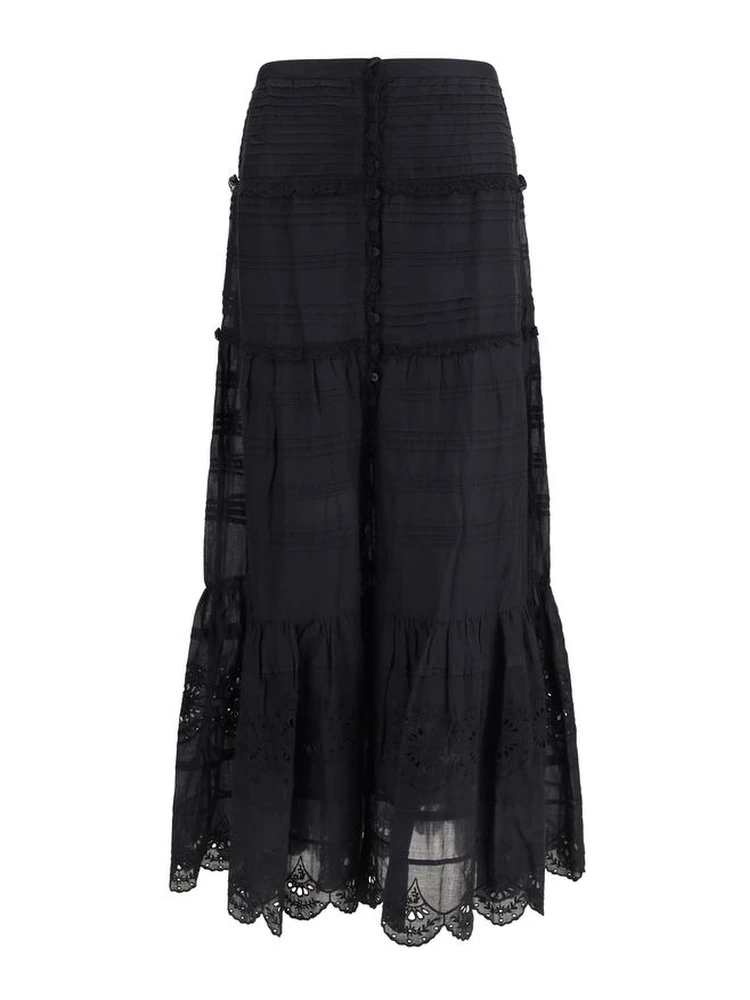 Black Viscose Long Skirt