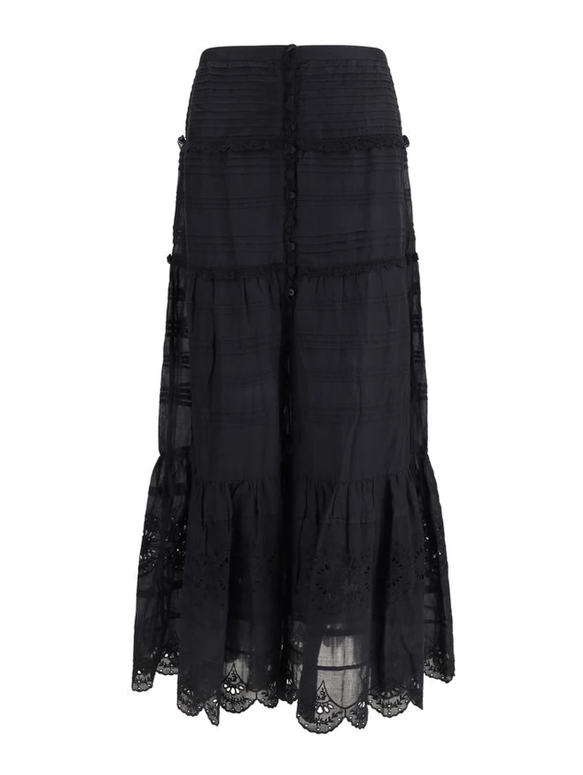 Black Viscose Long Skirt