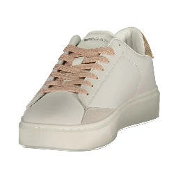 White Polyester Athletic Sneakers