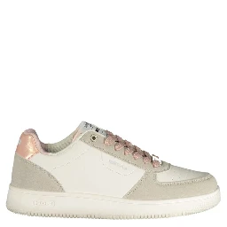 White Polyester Athletic Sneakers