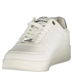 White Polyester Athletic Sneakers