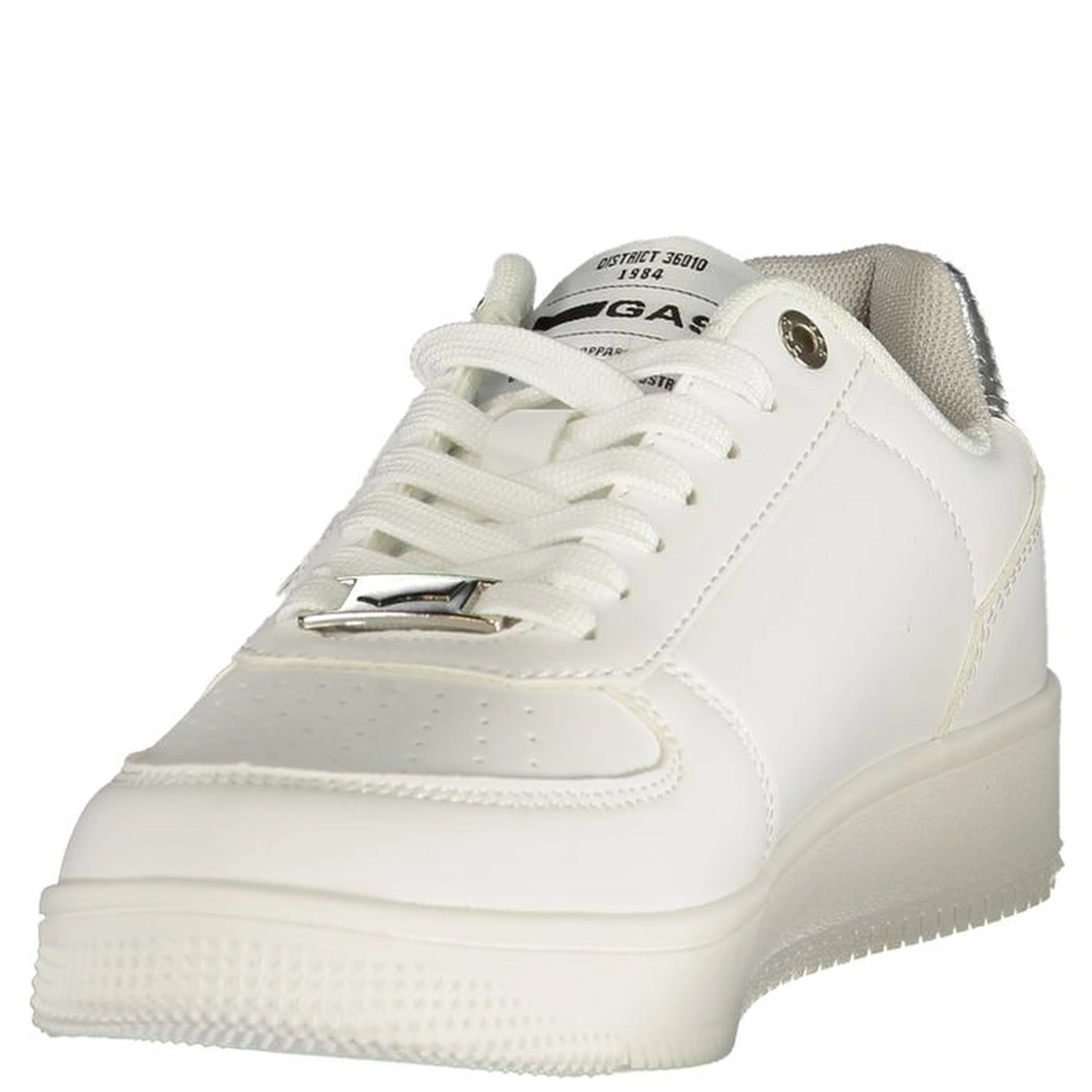 White Polyester Athletic Sneakers