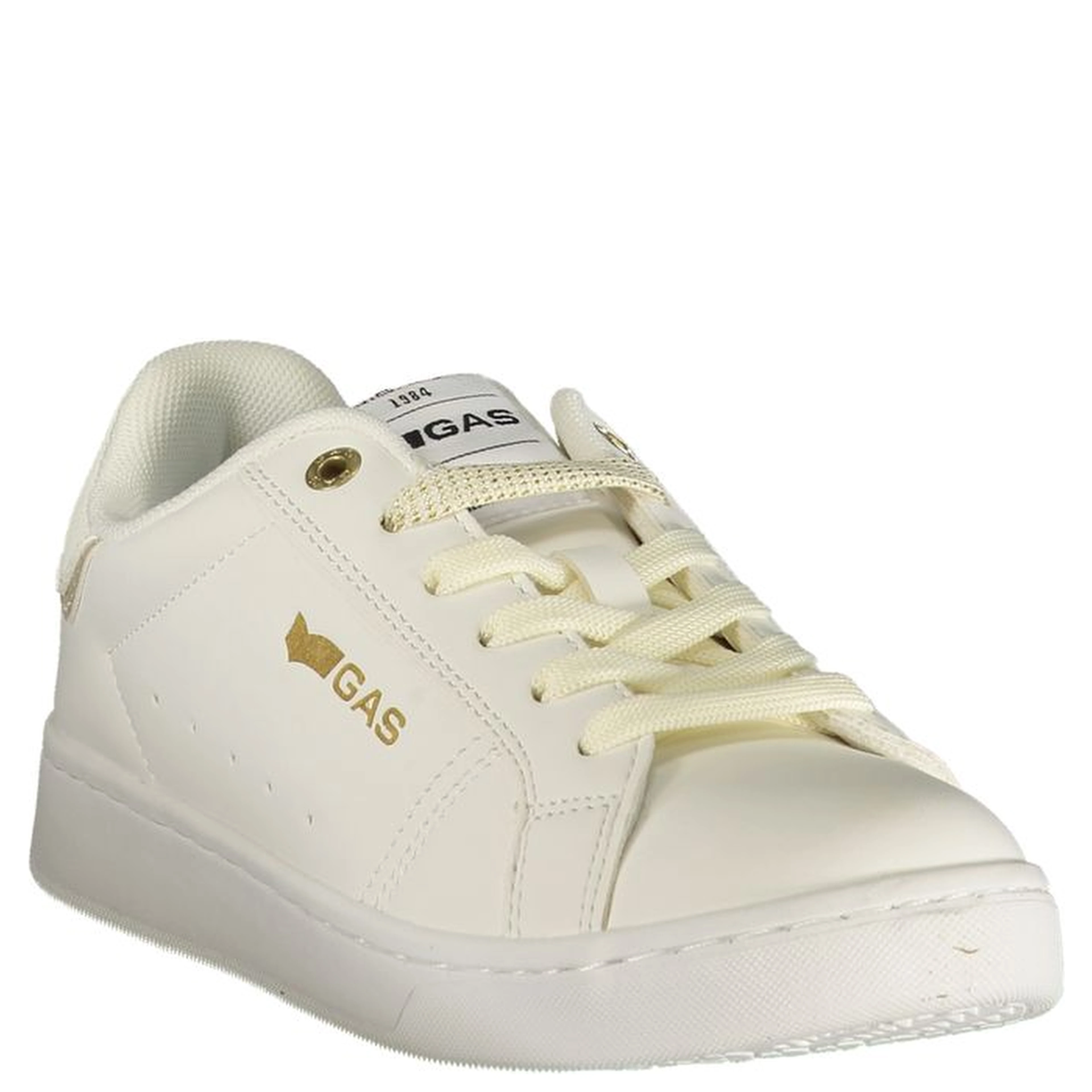 White Polyester Athletic Sneakers