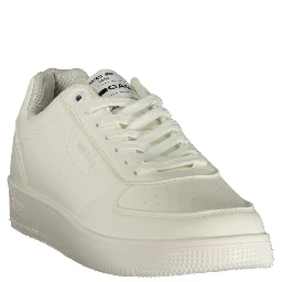 White Polyester Athletic Sneakers