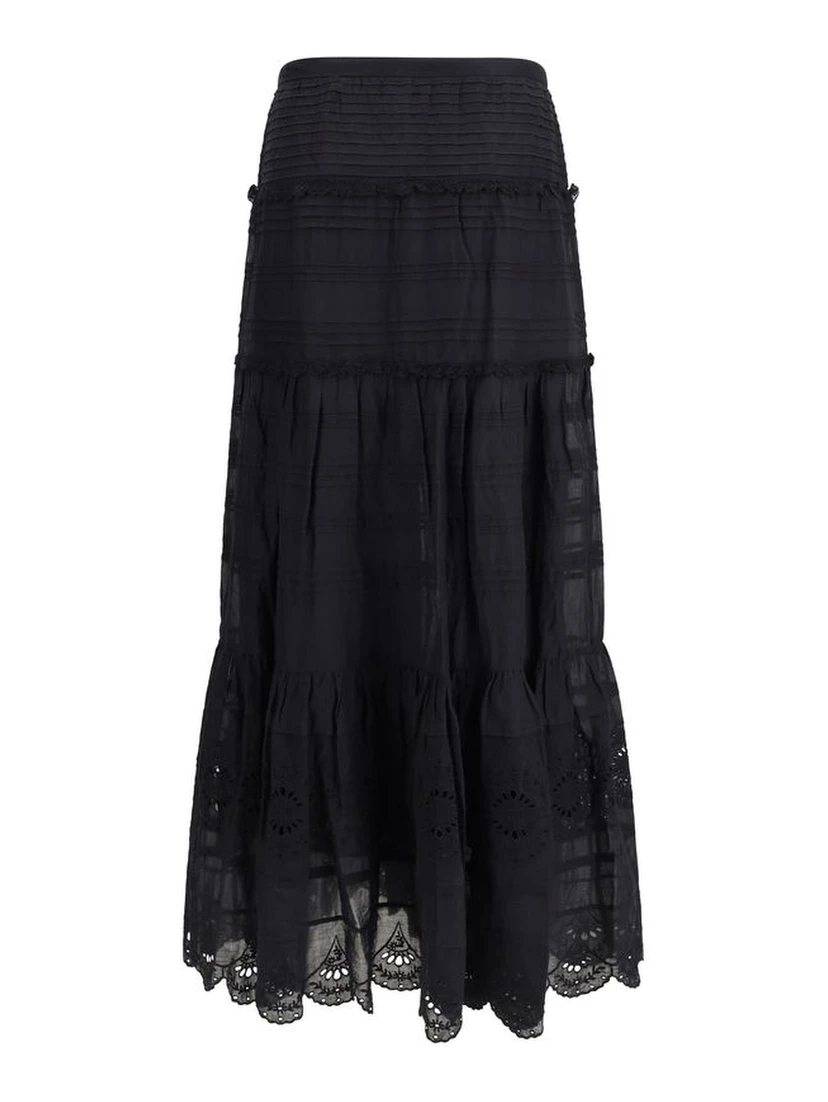Black Viscose Long Skirt