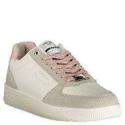 White Polyester Athletic Sneakers