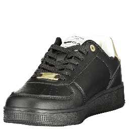 Black Polyester Athletic Sneakers