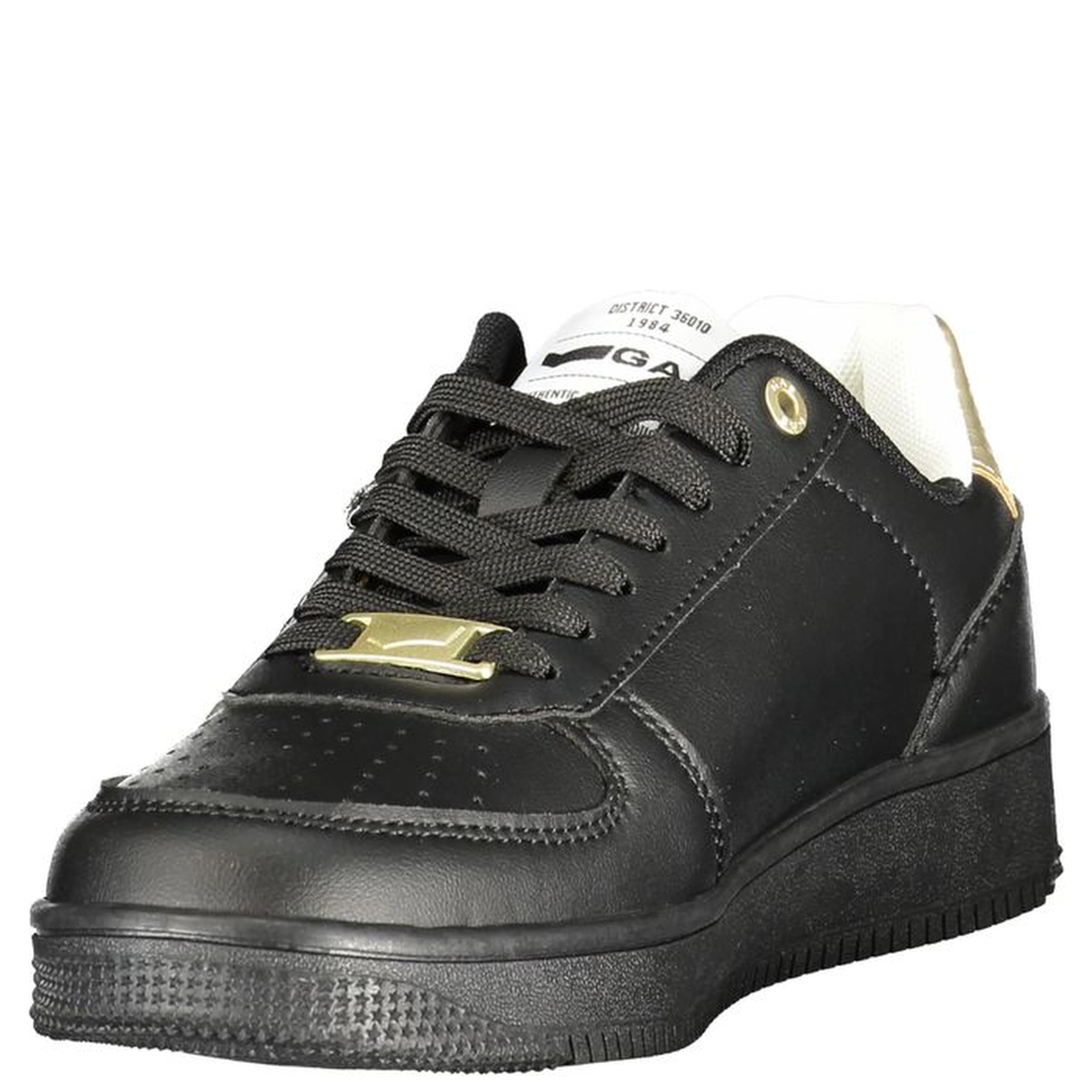 Black Polyester Athletic Sneakers