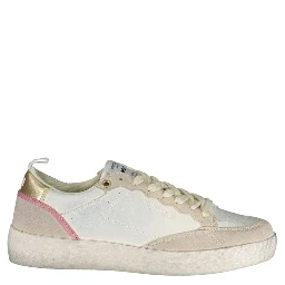 White Polyester Athletic Sneakers
