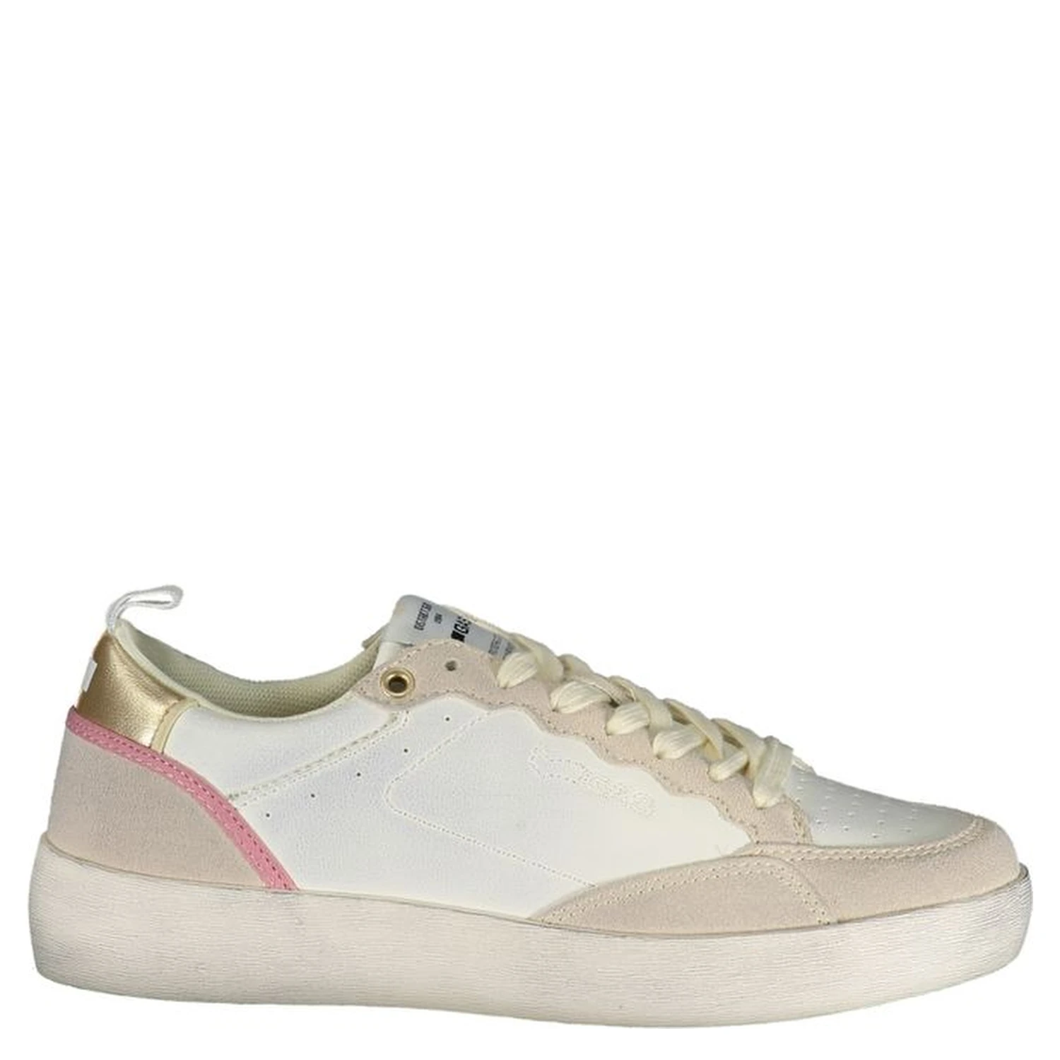 White Polyester Athletic Sneakers