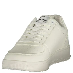 White Polyester Athletic Sneakers
