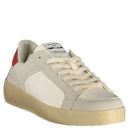 White Polyester Athletic Sneakers