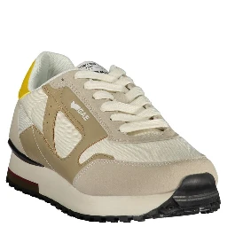 White Polyester Athletic Sneakers