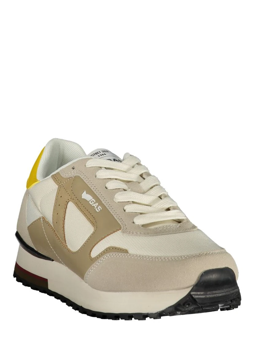 White Polyester Athletic Sneakers