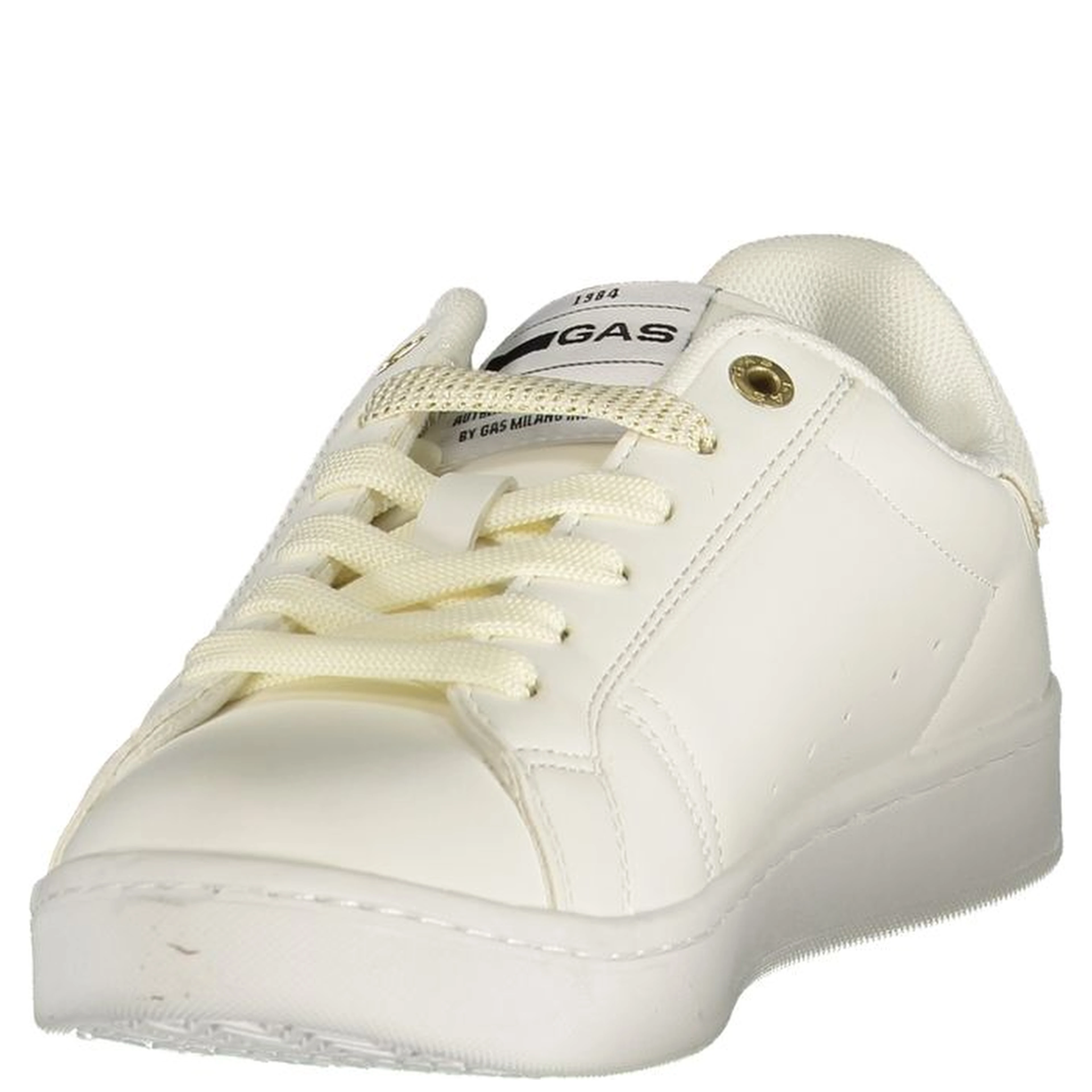 White Polyester Athletic Sneakers
