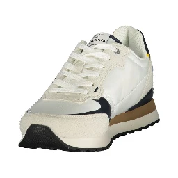 White Polyester Athletic Sneakers