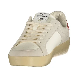 White Polyester Athletic Sneakers