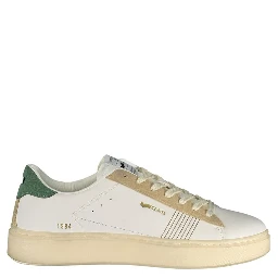 White Polyester Athletic Sneakers