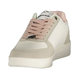 White Polyester Athletic Sneakers