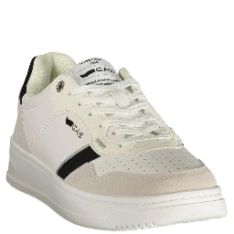White Polyester Athletic Sneakers