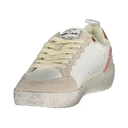White Polyester Athletic Sneakers