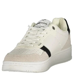 White Polyester Athletic Sneakers